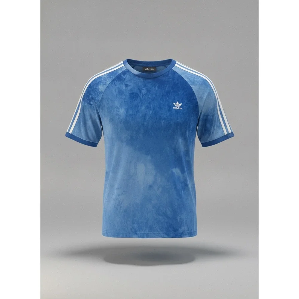 Adidas Pharrell Williams Hu Tie Dye T-Shirt Mens Large Blue 3-Stripe CW9102 2018